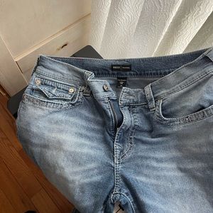 Men’s True Religion denim jeans light faded, size 34 style Rocco, relaxed skinny